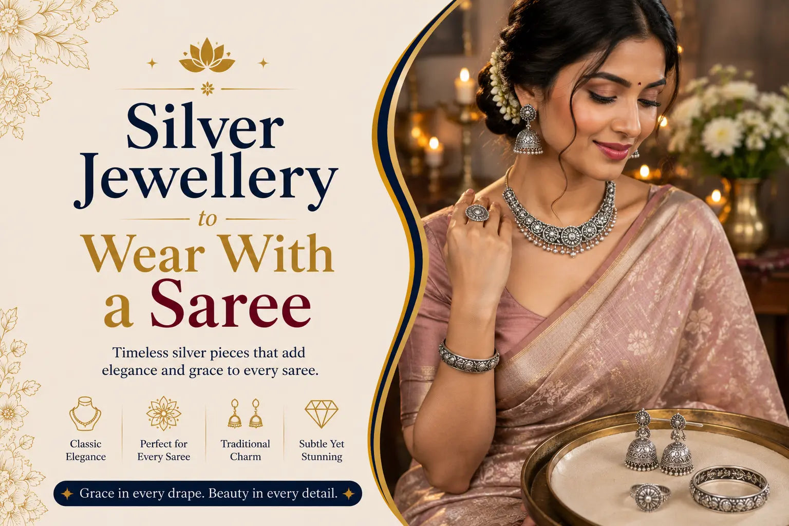 silver jewellery to wear with saree blog banner