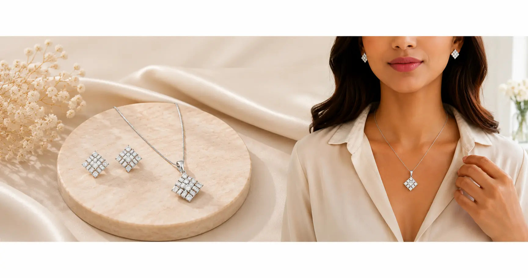 banner for silver pendant and earrings set category page