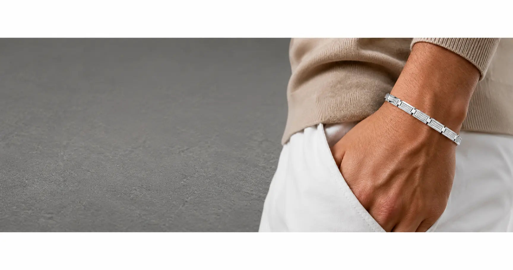 silver bracelets for men collection page banner