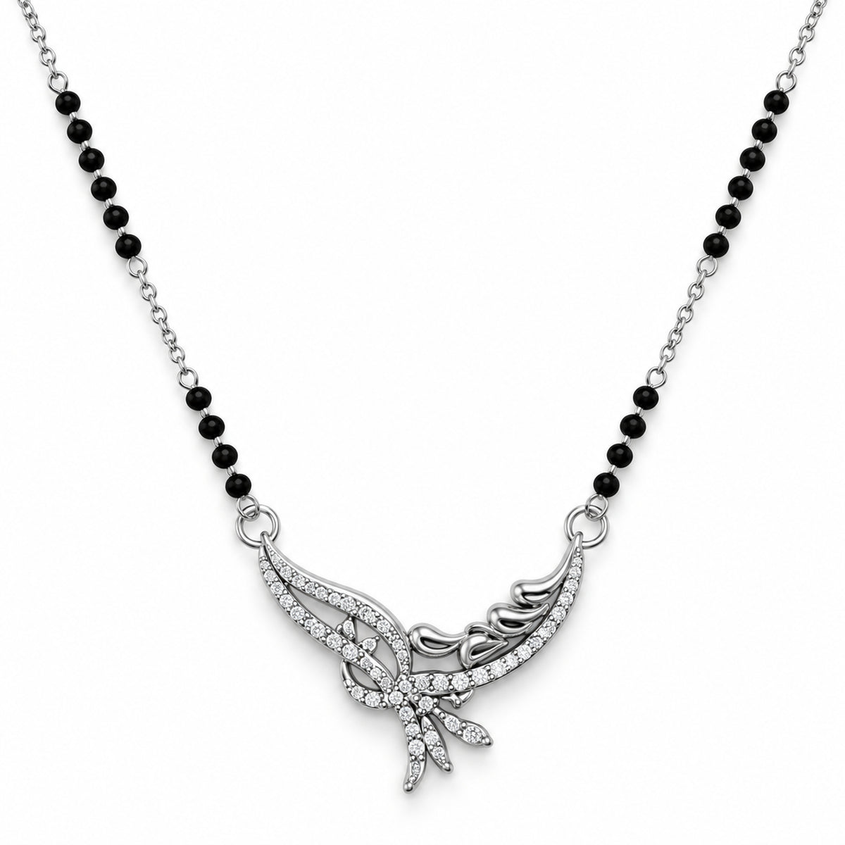 Silver Feather Swirl Mangalsutra