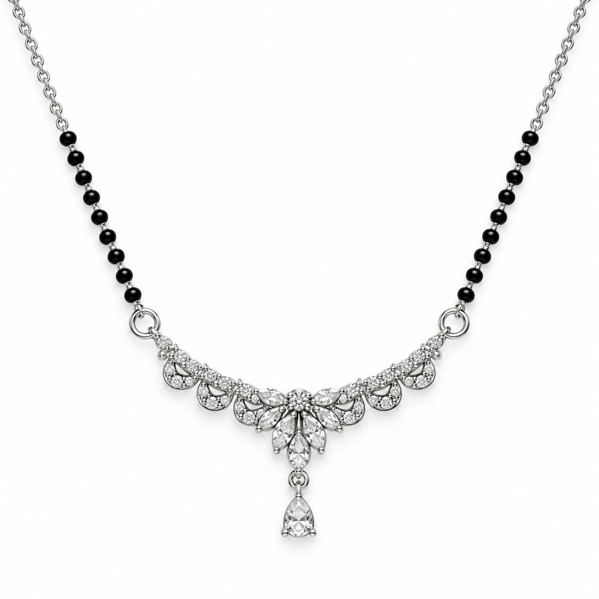 Silver Leaf Garland Pear Drop Mangalsutra