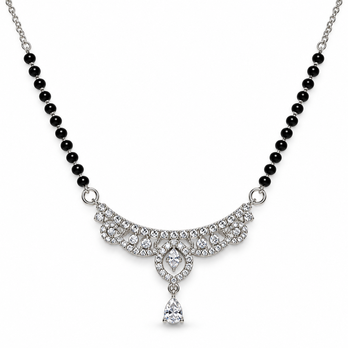 Silver Marquise Arch Pear Drop Mangalsutra
