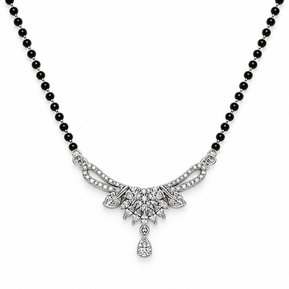 Silver Floral Burst Chandelier Mangalsutra