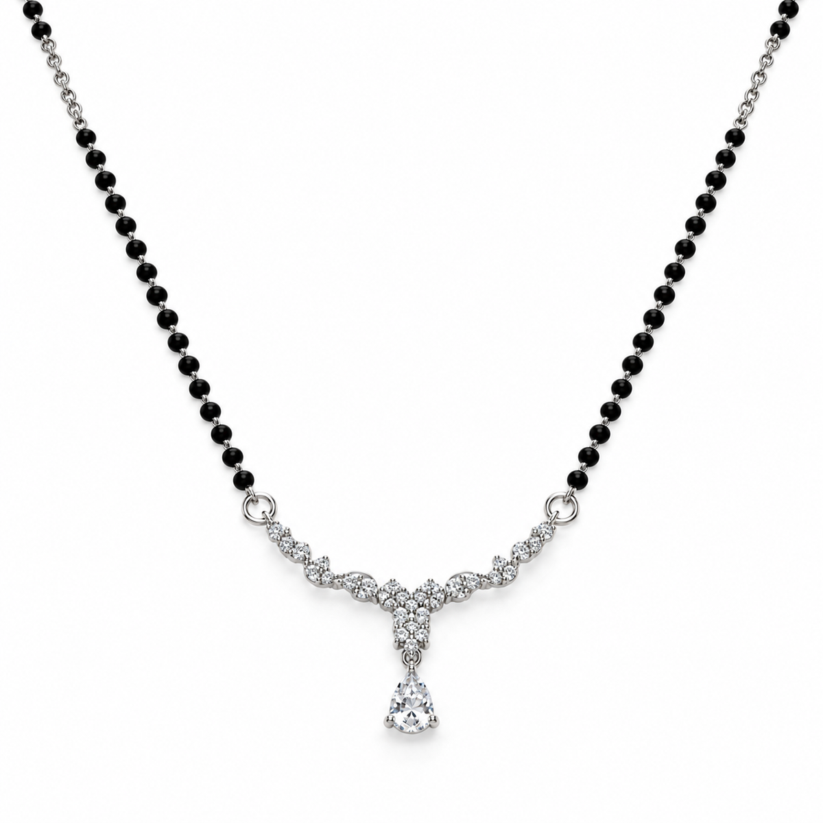 Silver Pear Drop Vine Mangalsutra