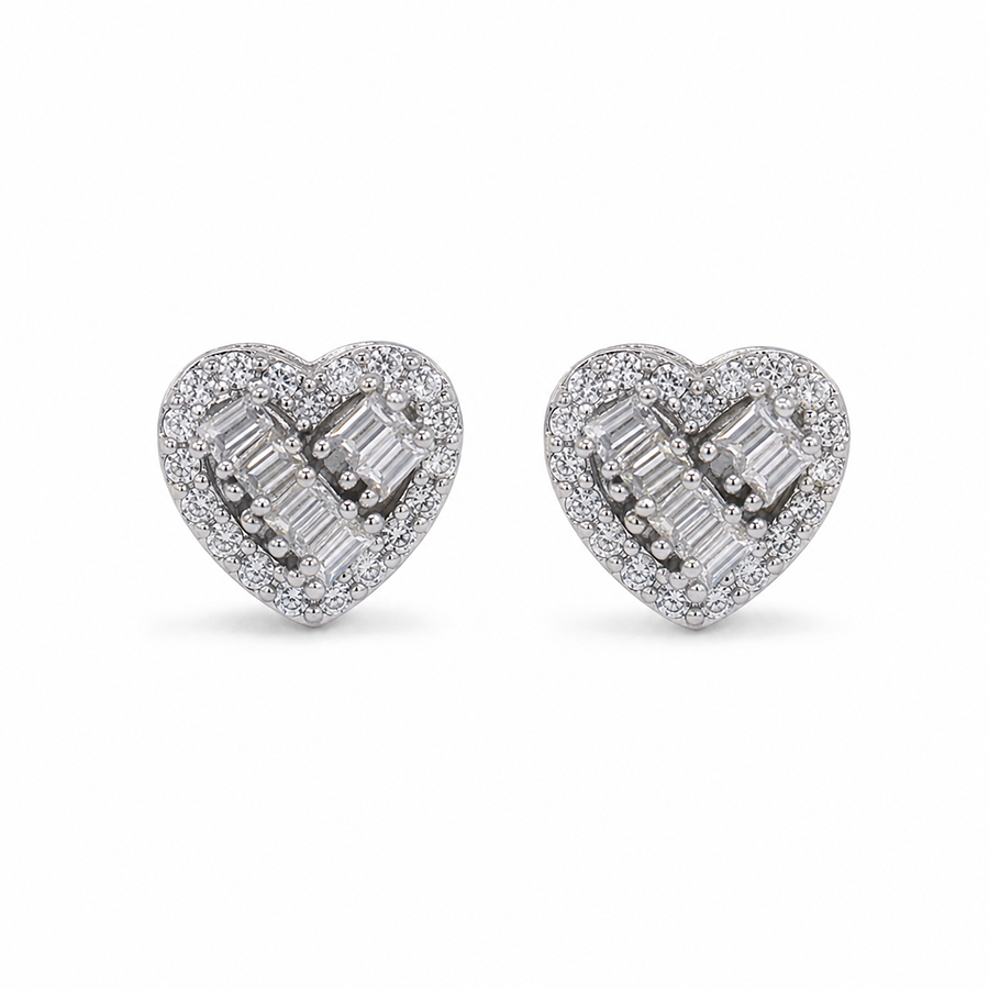 Silver Mini Heart Stud Earrings