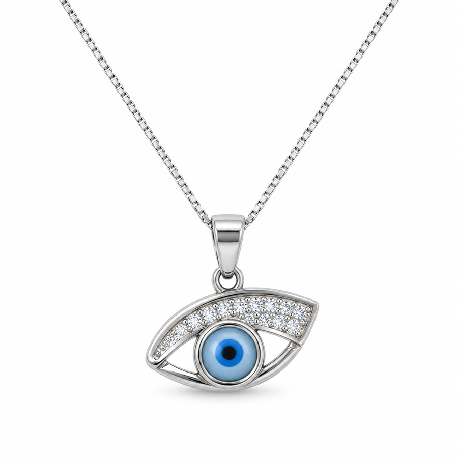 Silver Glossy Bold Evil Eye Pendant