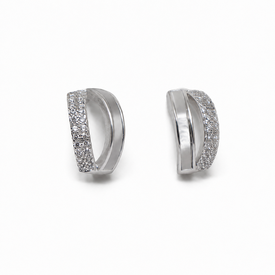 Silver Double Row Huggie Hoop Earrings