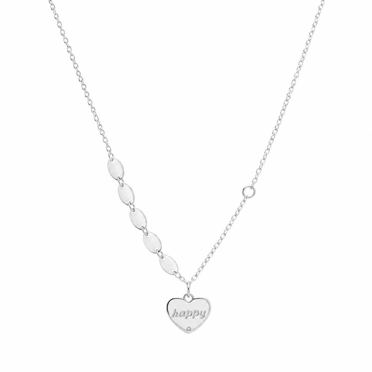 Silver Heart Station Pendant Necklace