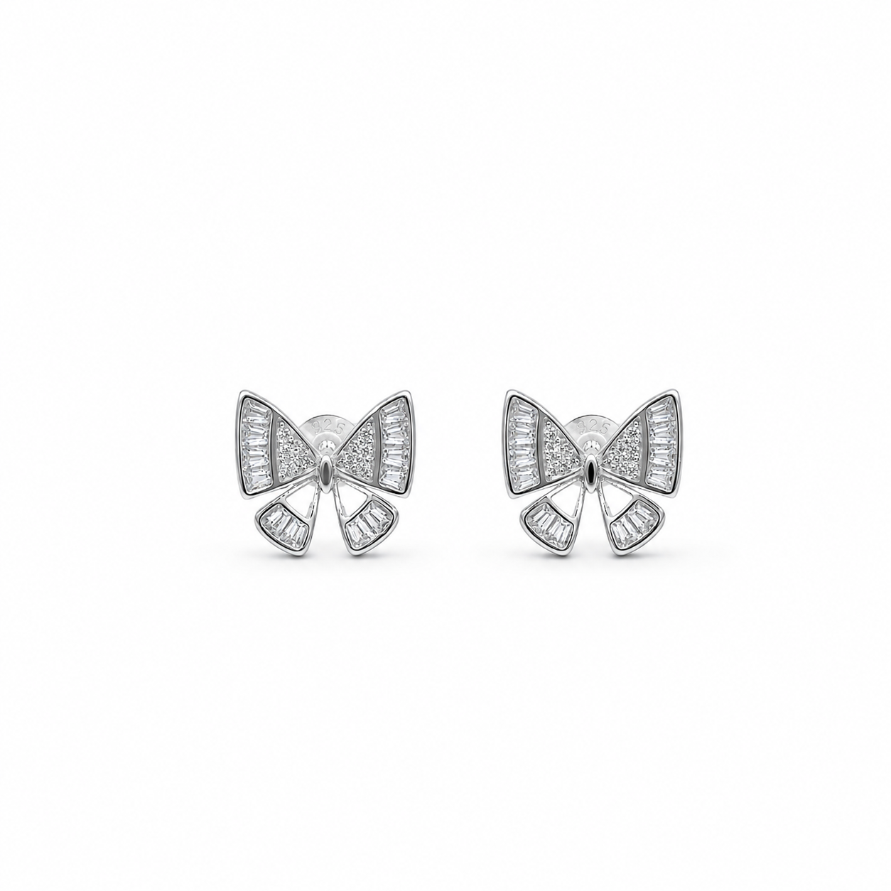Silver Mother of Pearl Butterfly Stud Earrings