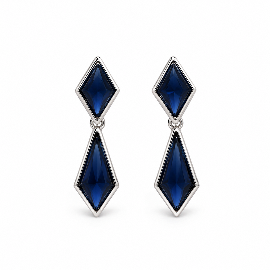 Silver Blue Kite Drop Earrings