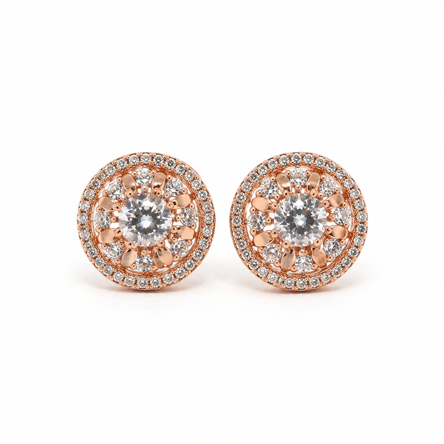 Silver Pave Round Stud with Pearl Drop Earrings