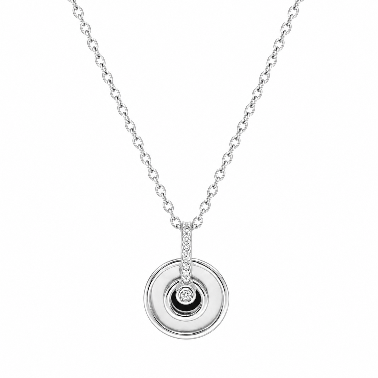 Silver Round Disc Pendant Necklace