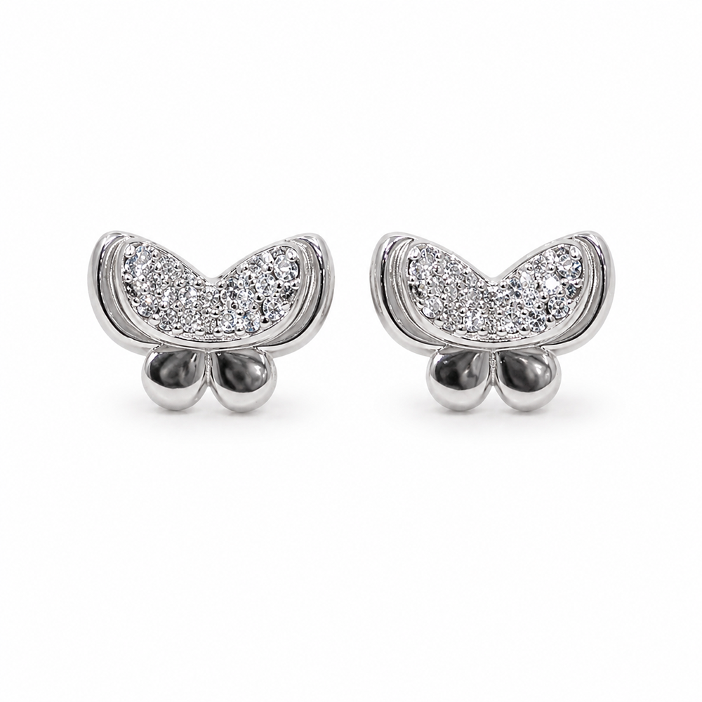 Silver Classic Butterfly Stud Earrings