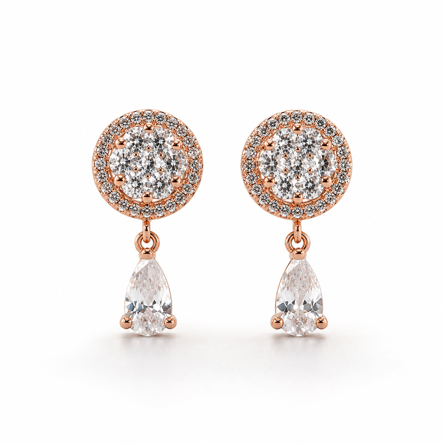 Silver Blue Trillion CZ Drop Earrings
