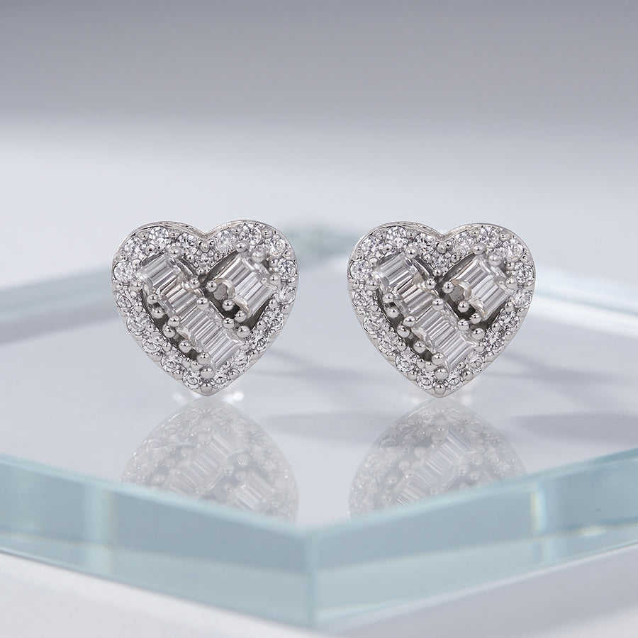 Silver Mini Heart Stud Earrings