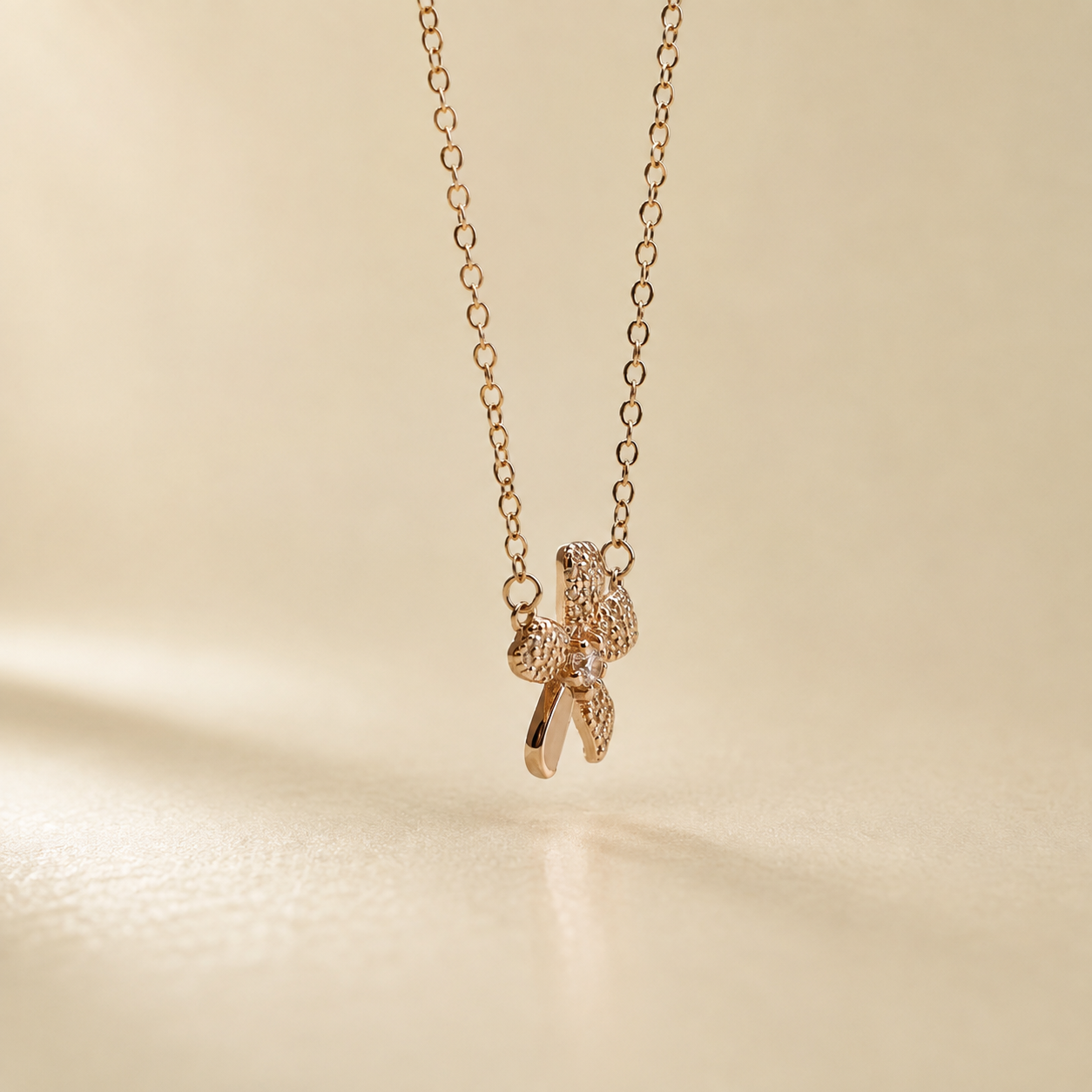 Silver Pave Flower Pendant Necklace