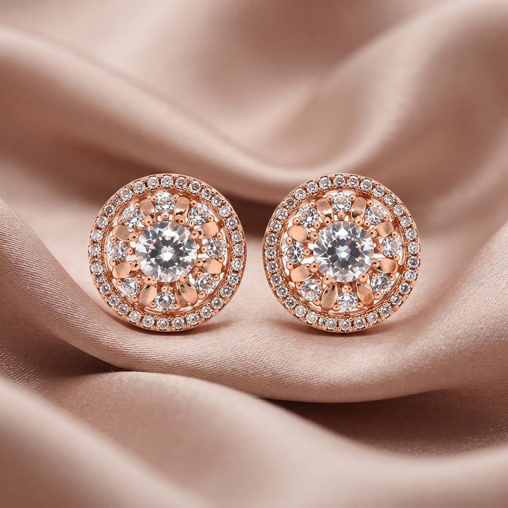 Silver Pave Round Stud with Pearl Drop Earrings