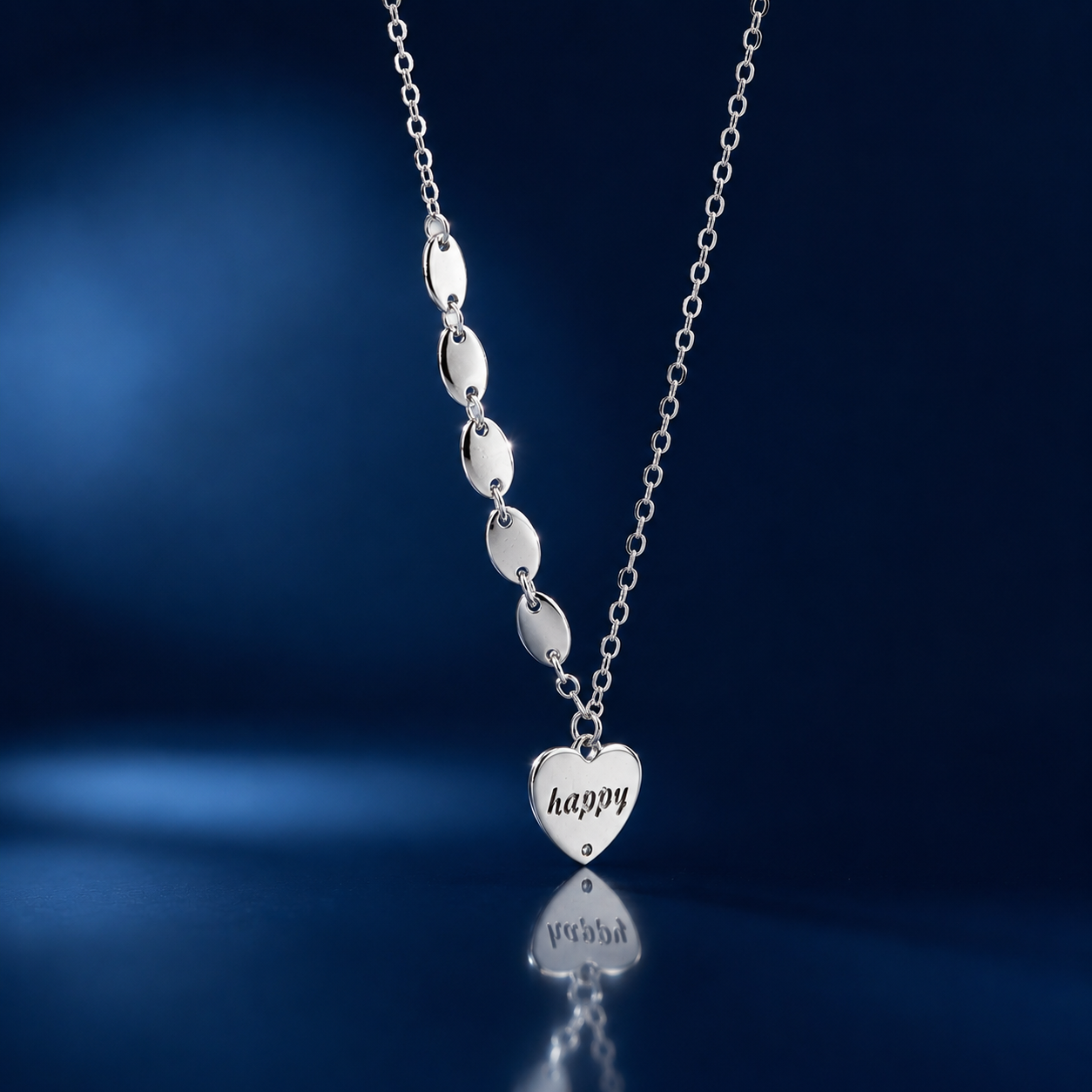 Silver Heart Station Pendant Necklace