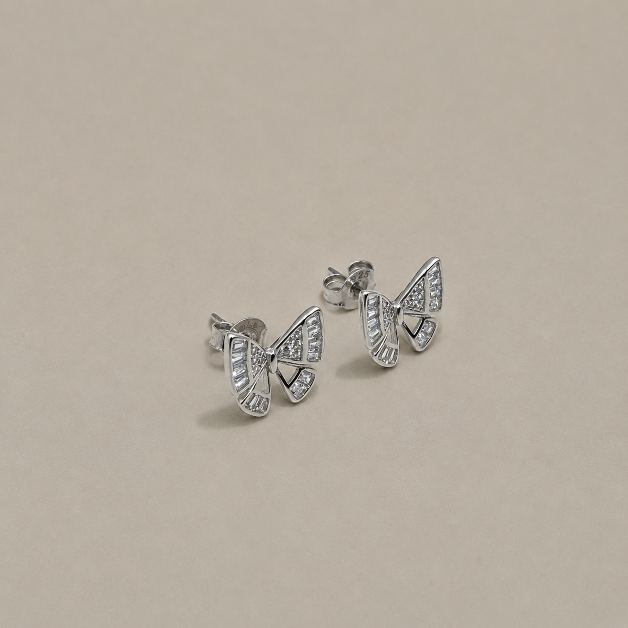 Silver Mother of Pearl Butterfly Stud Earrings