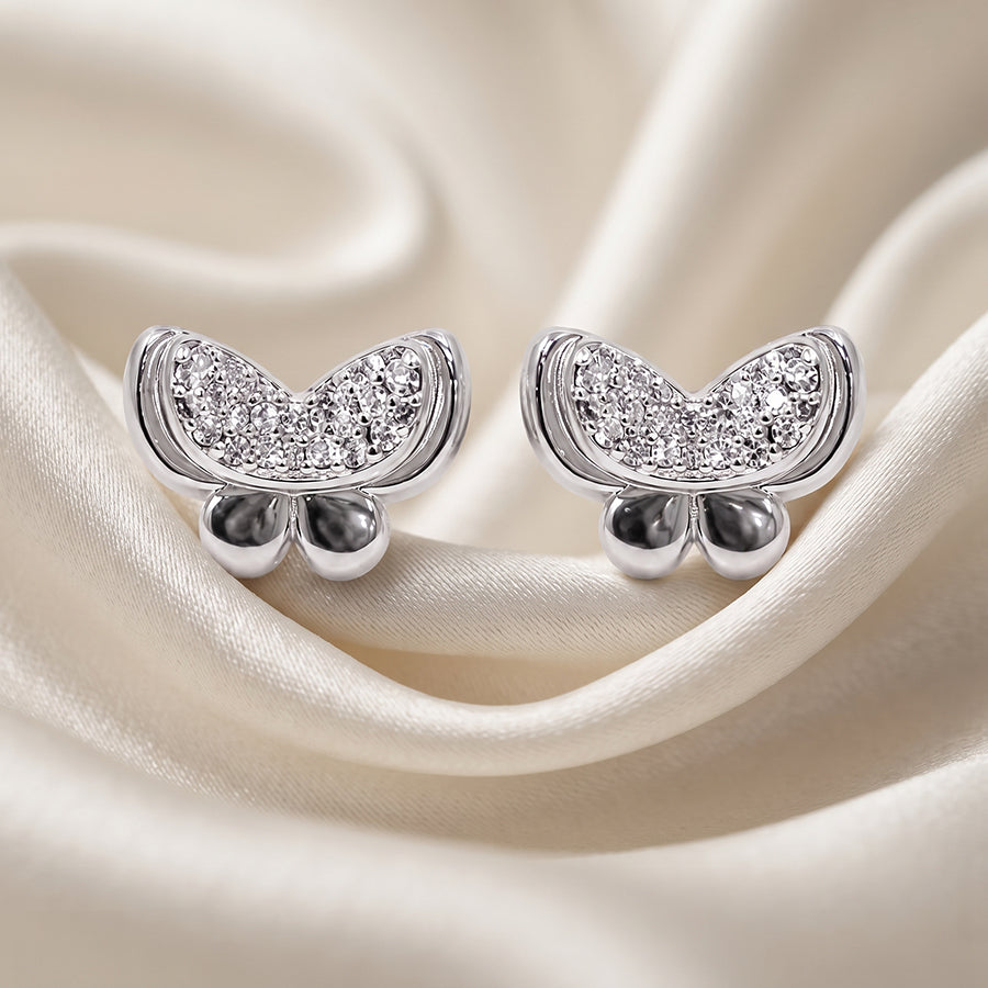 Silver Classic Butterfly Stud Earrings
