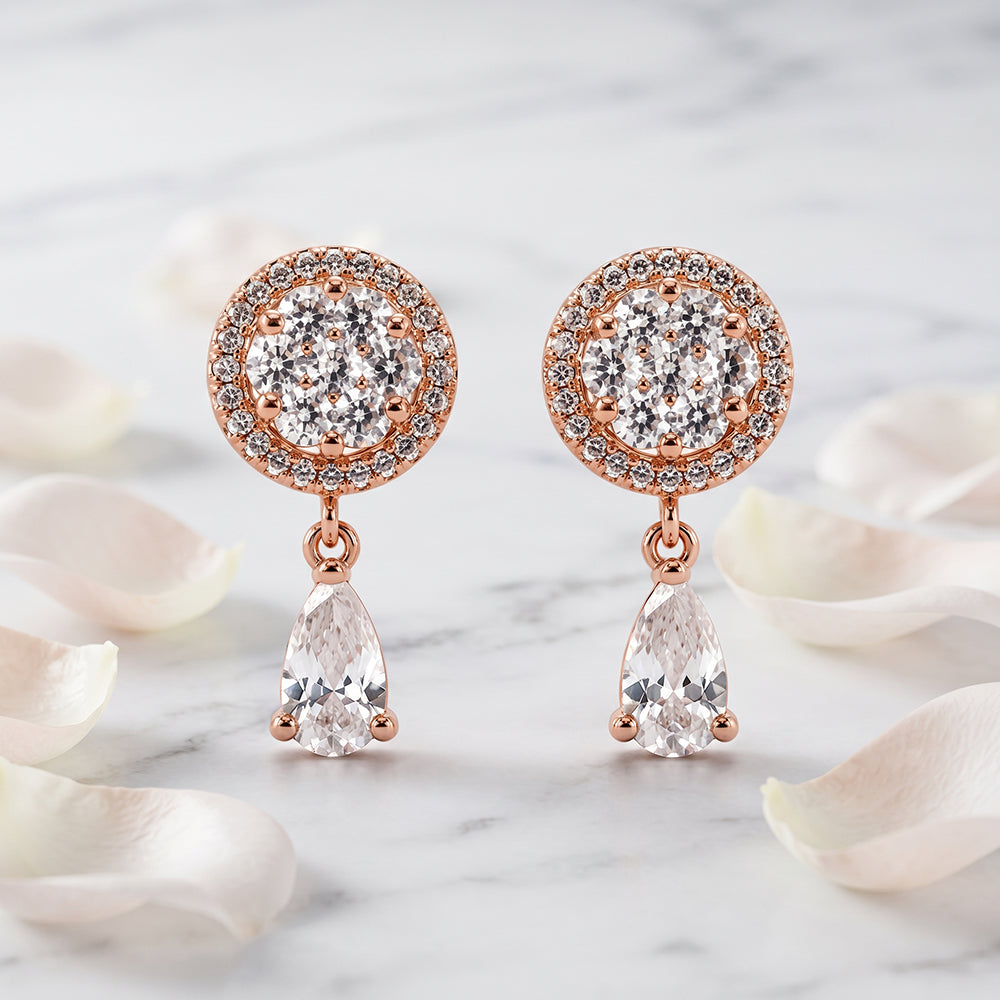 Silver Blue Trillion CZ Drop Earrings