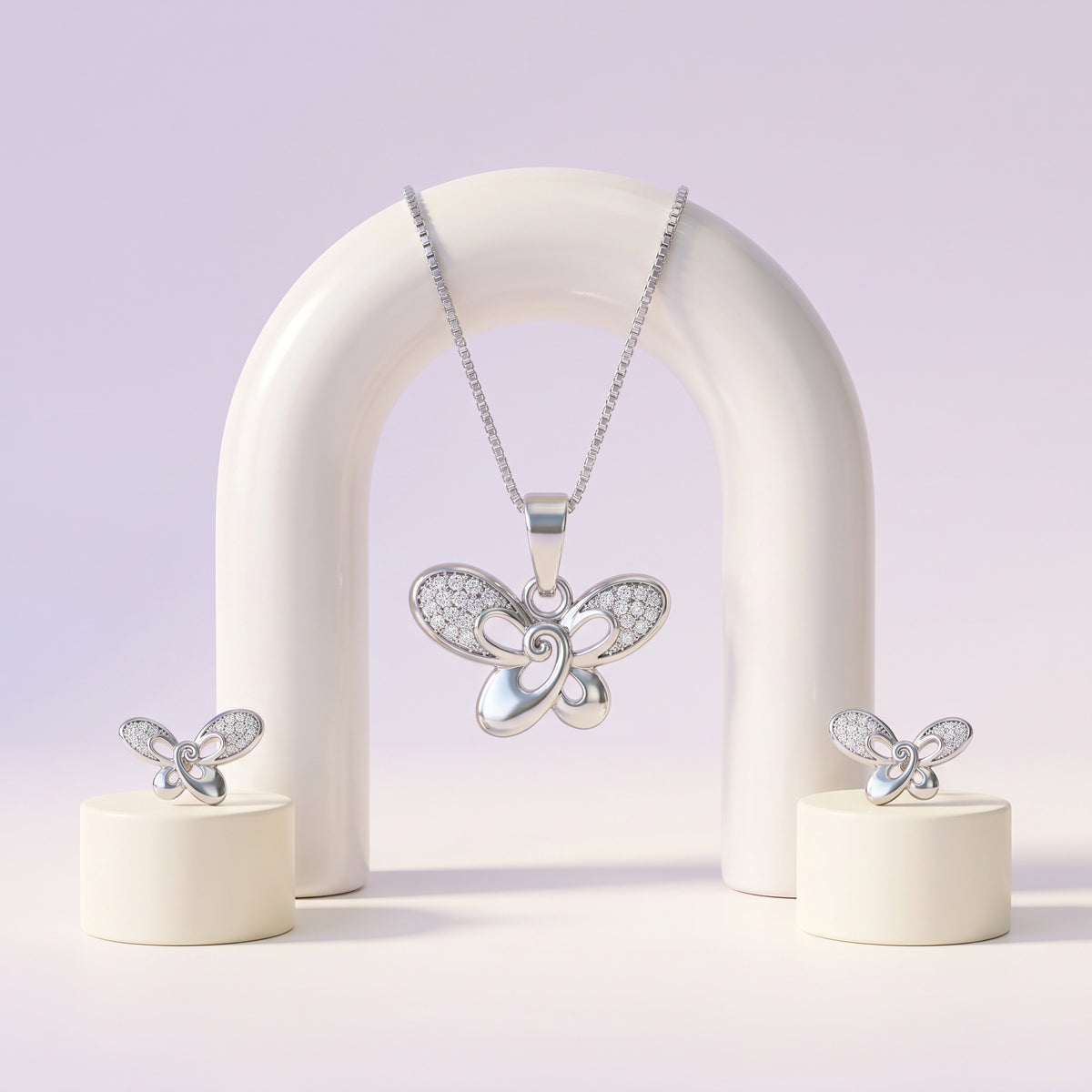 Silver Marquise Cluster CZ Necklace & Earring Set