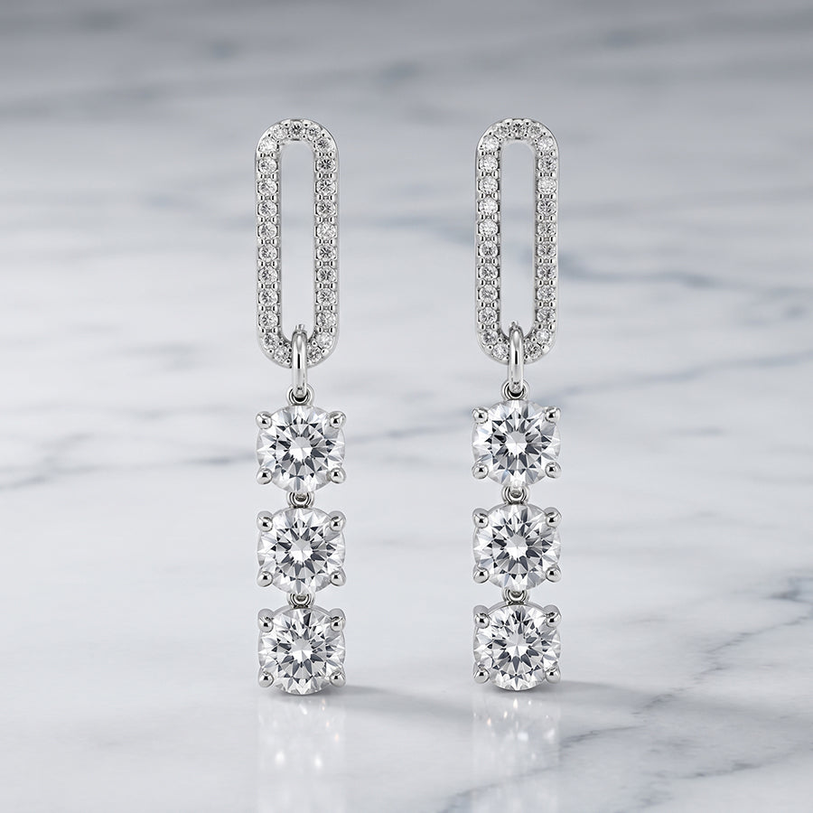Silver Graduated CZ Ear Climber Earrings