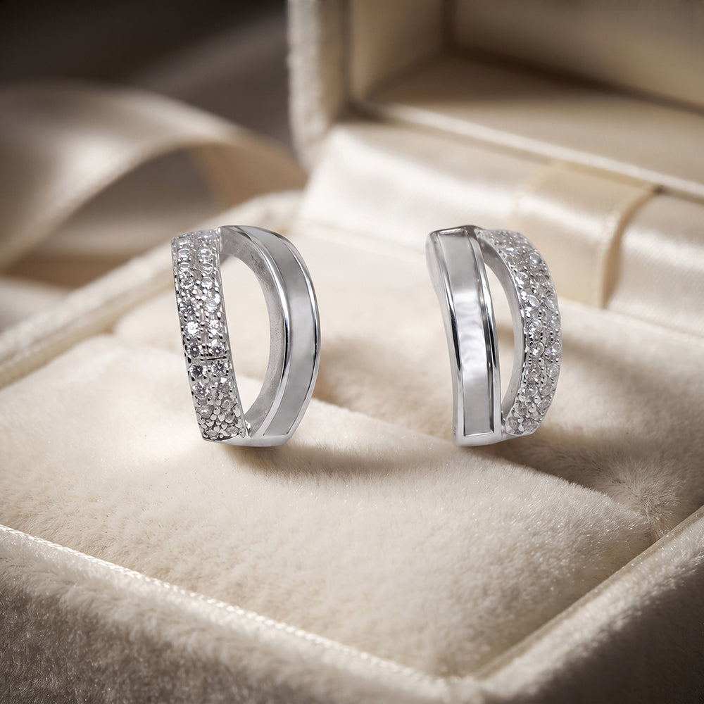 Silver Double Row Huggie Hoop Earrings