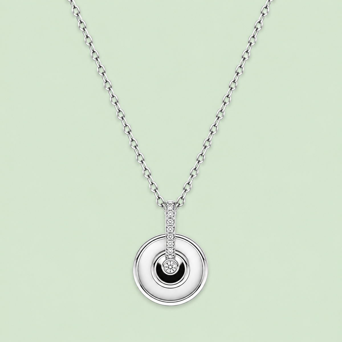 Silver Round Disc Pendant Necklace