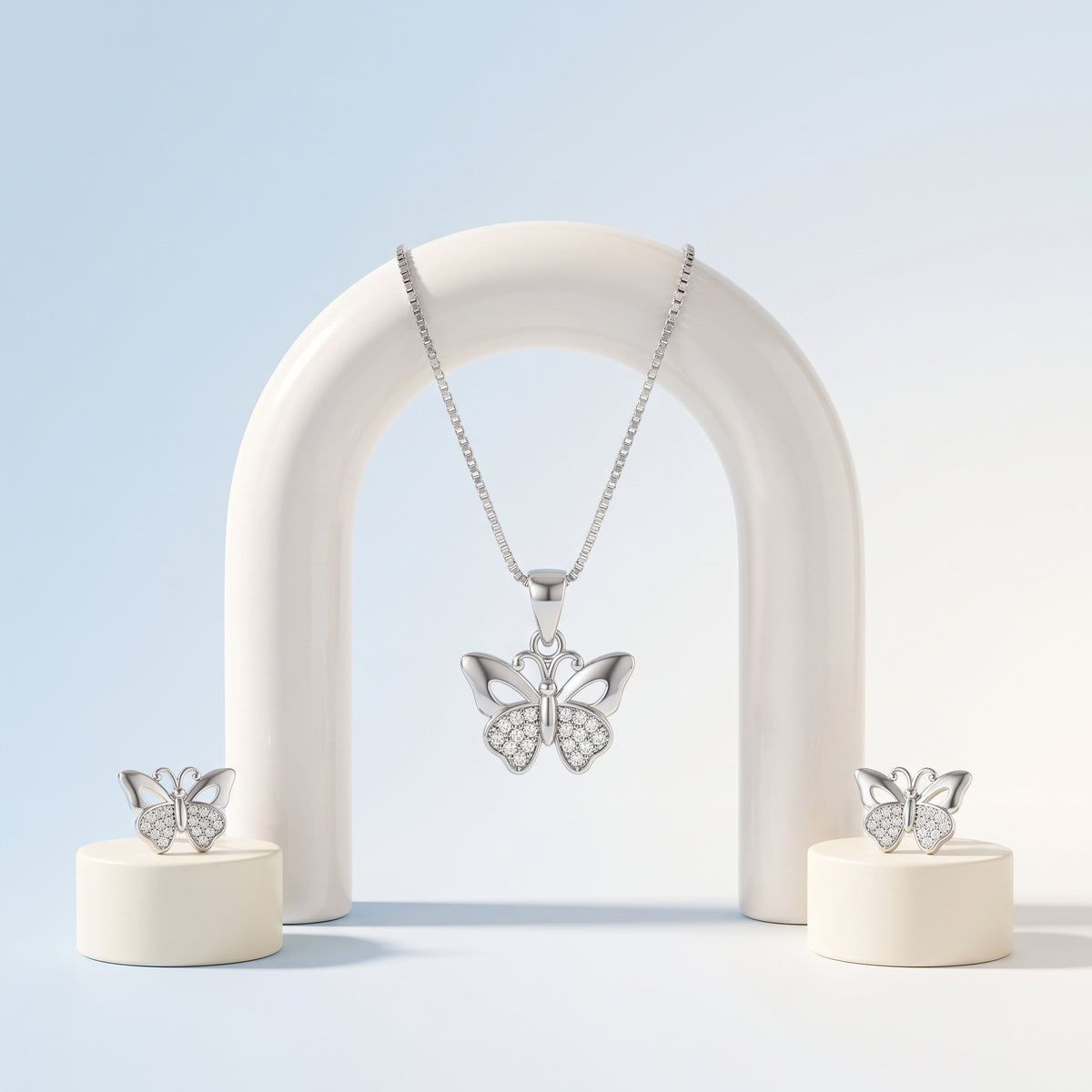 Silver Marquise Trefoil CZ Necklace & Earring Set