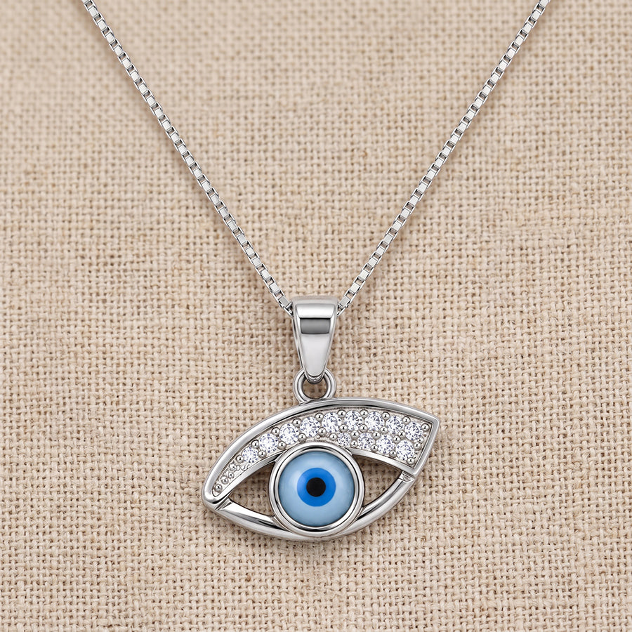 Silver Glossy Bold Evil Eye Pendant
