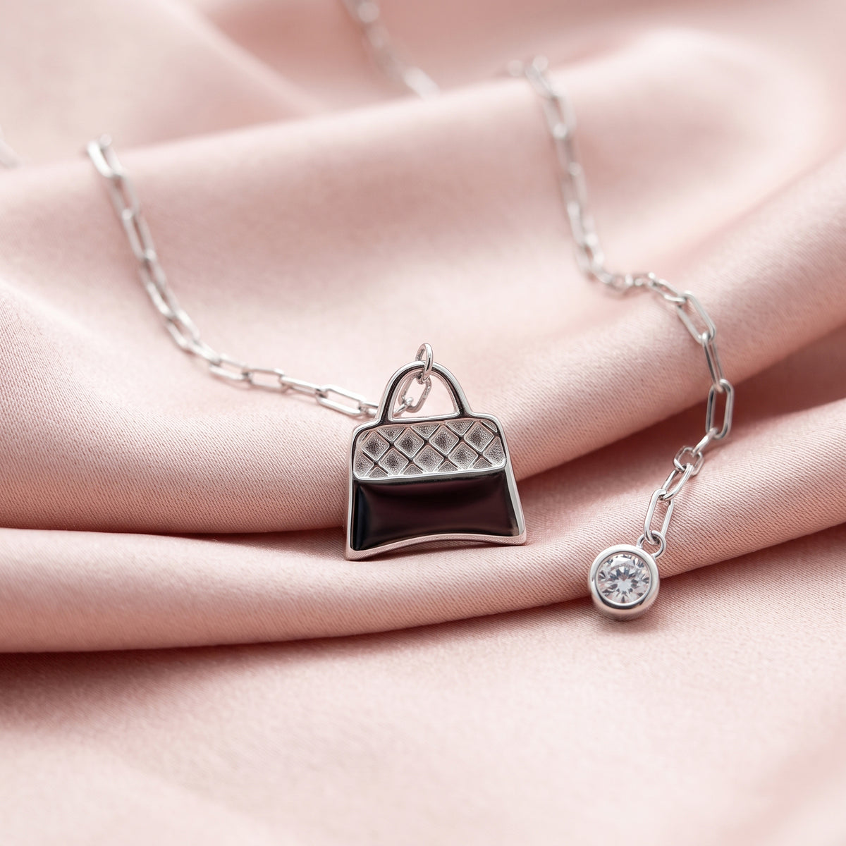 Silver Handbag Charm Pendant Necklace