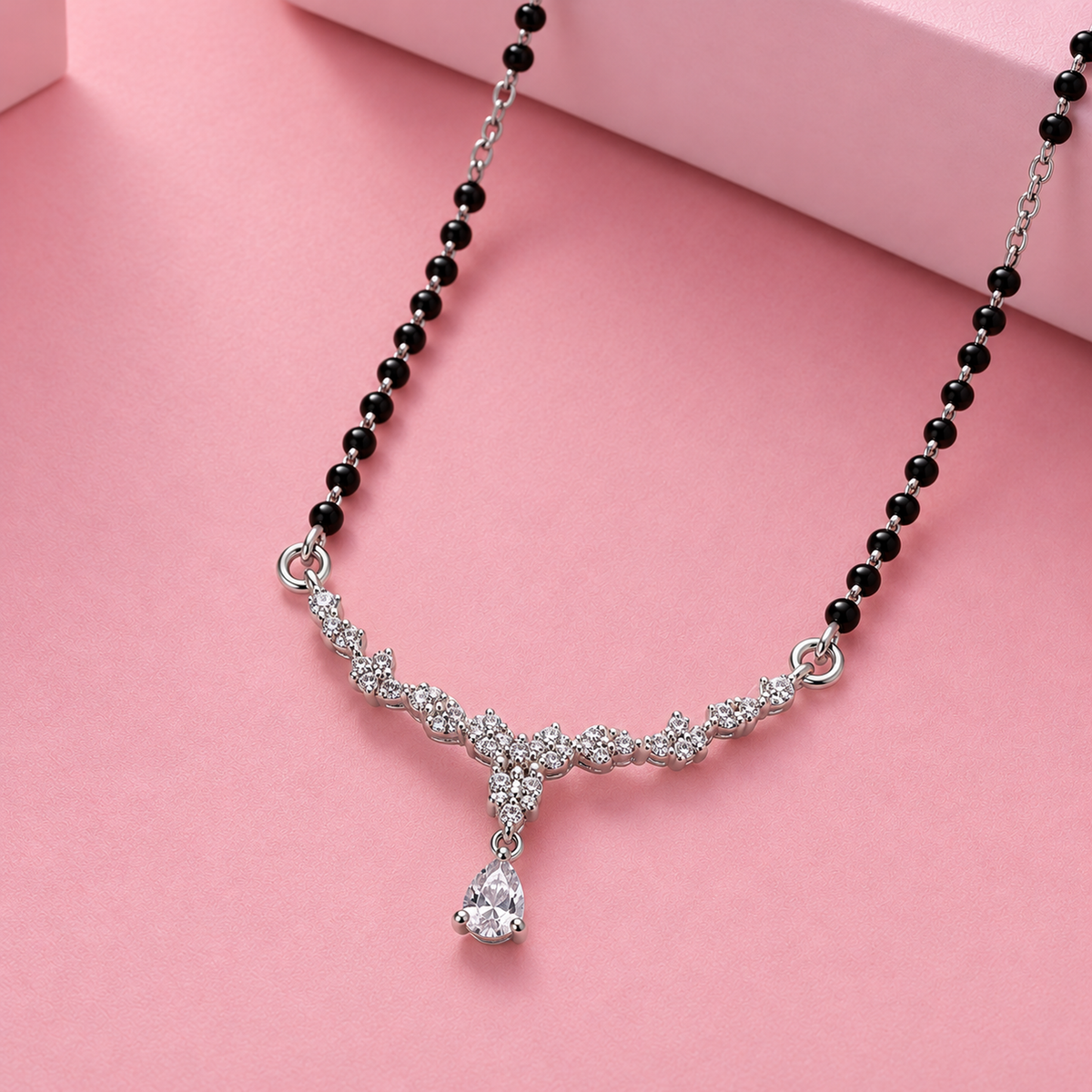 Silver Pear Drop Vine Mangalsutra