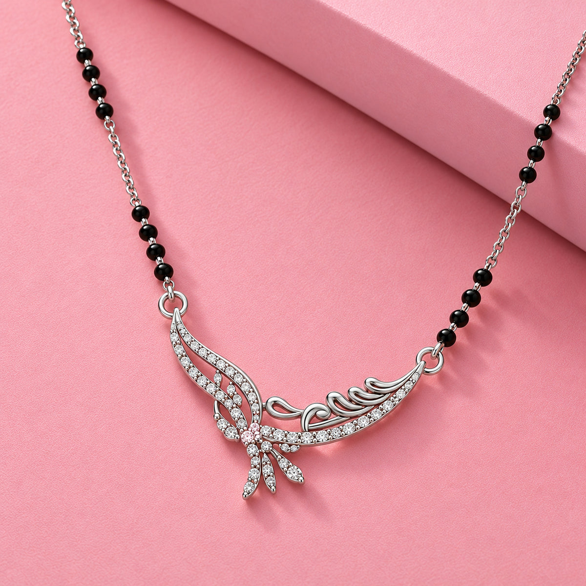Silver Feather Swirl Mangalsutra