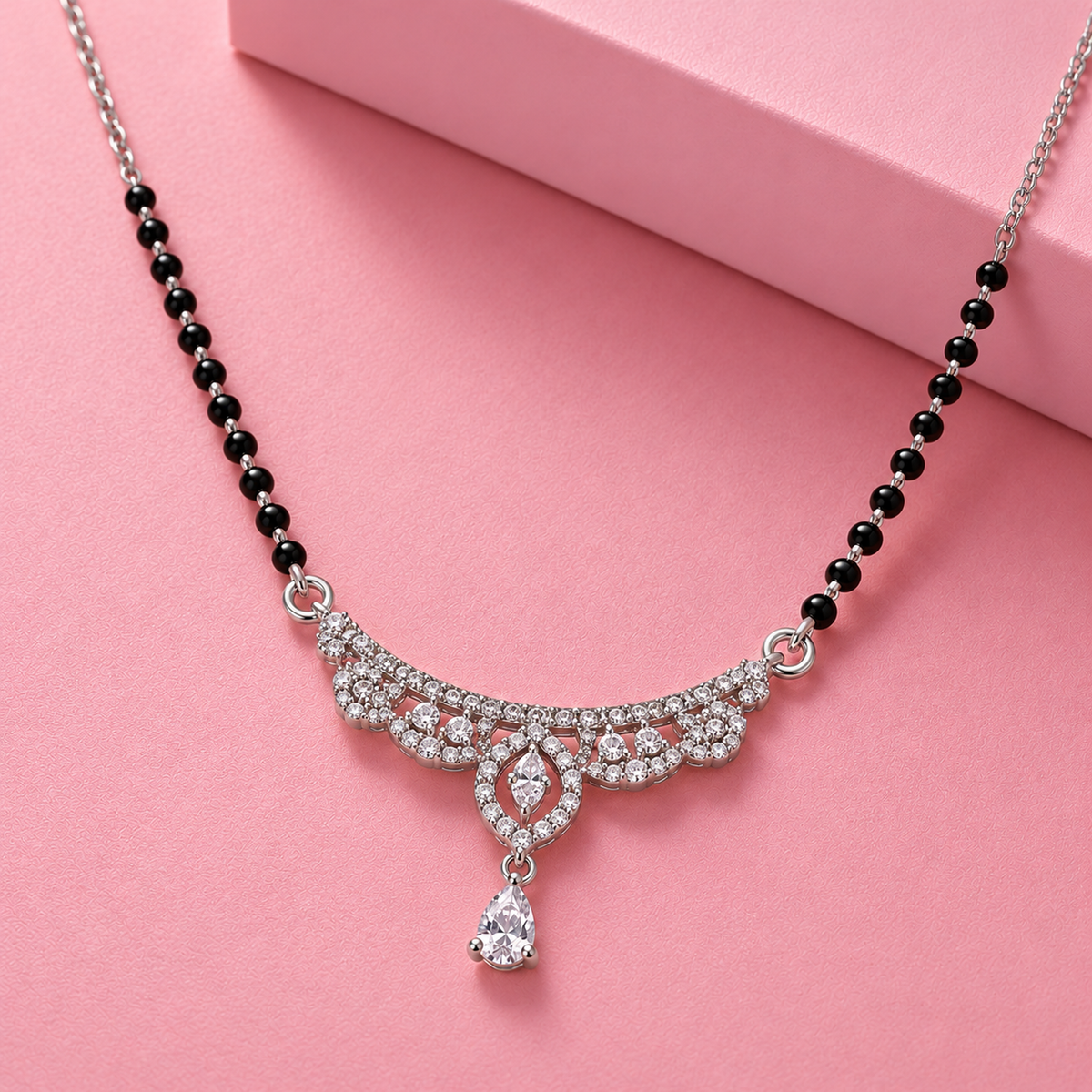 Silver Marquise Arch Pear Drop Mangalsutra