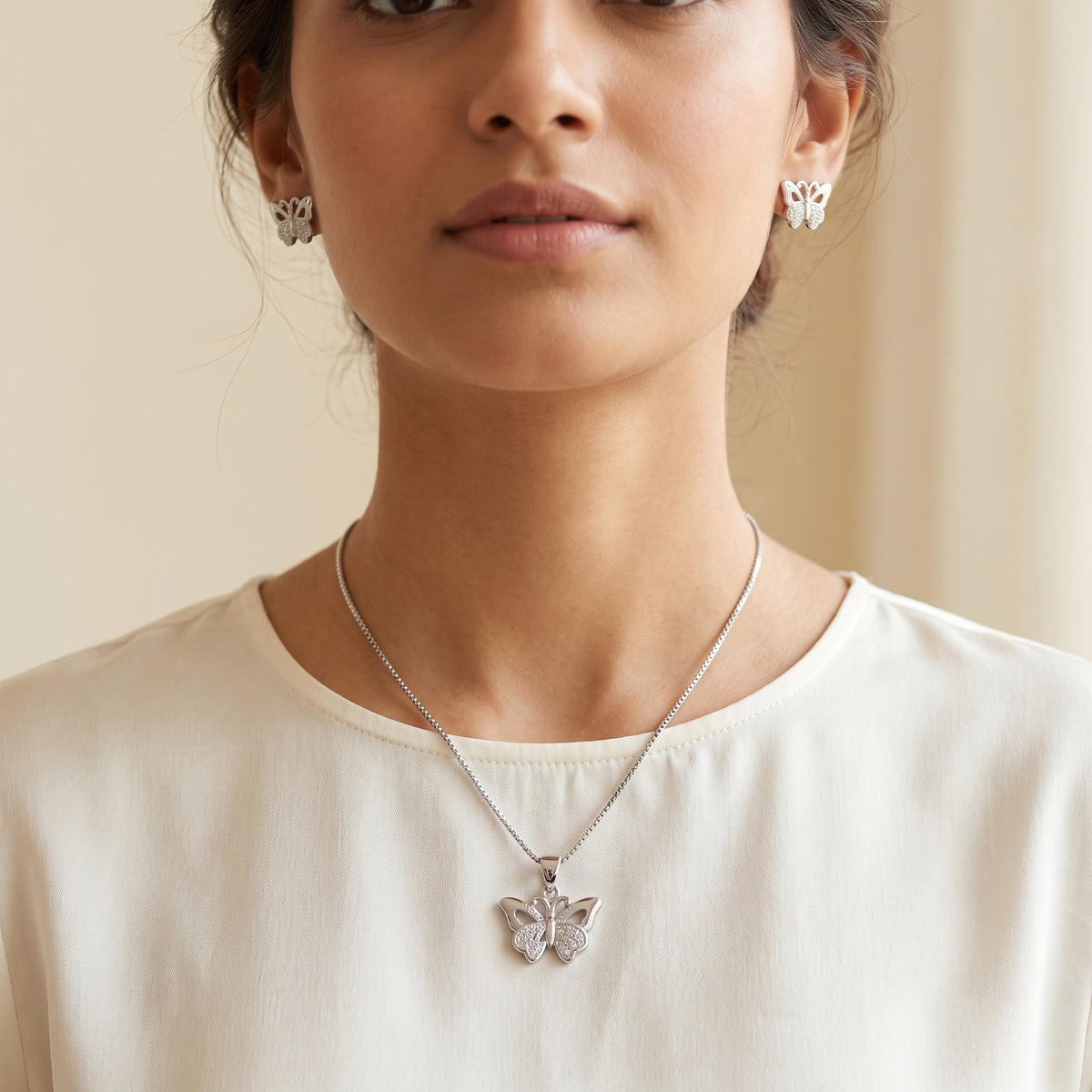 Silver Marquise Trefoil CZ Necklace & Earring Set