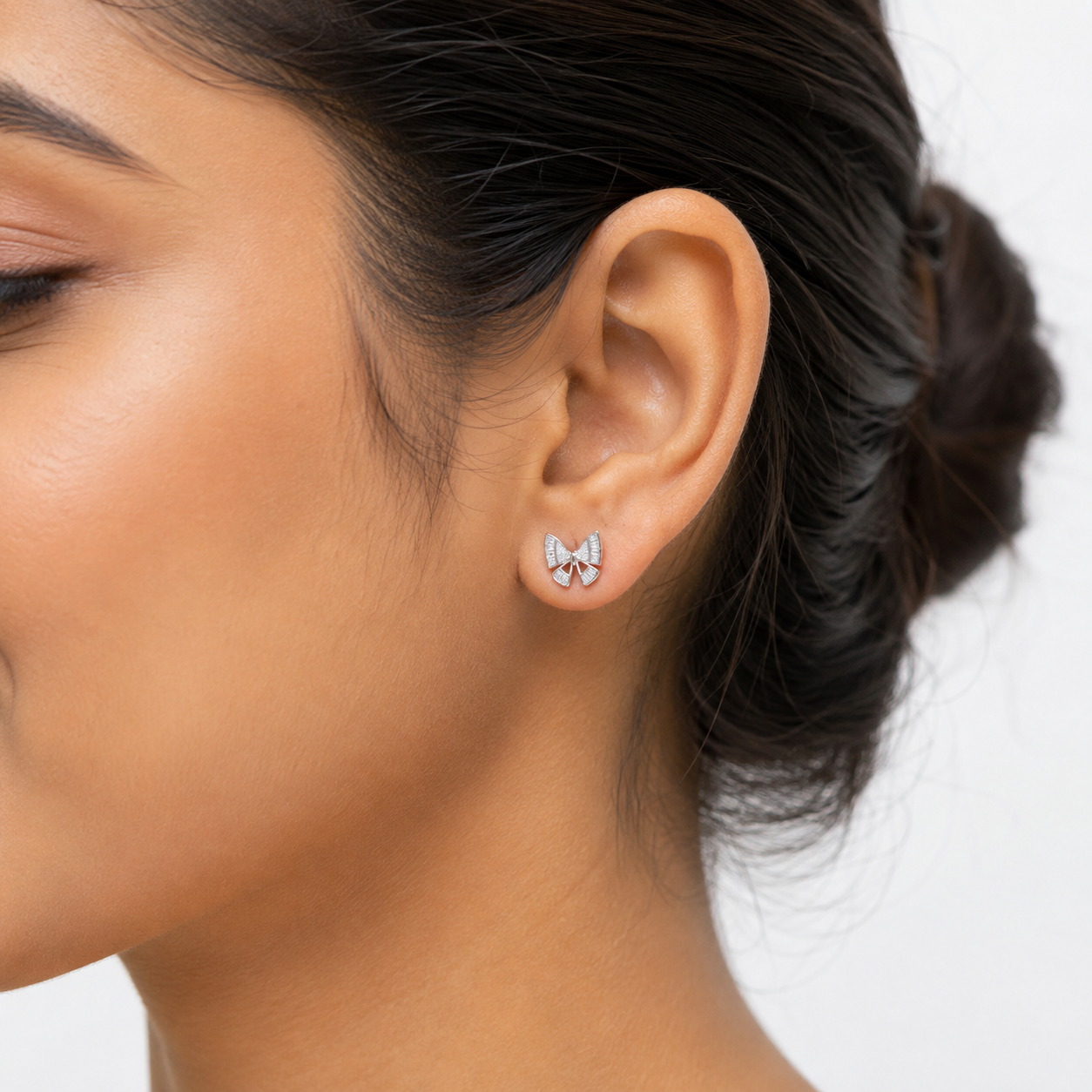 Silver Mother of Pearl Butterfly Stud Earrings