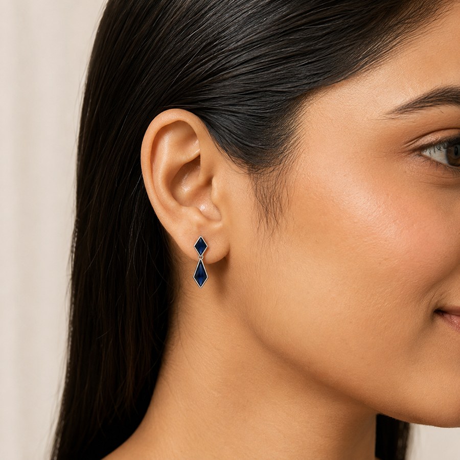 Silver Blue Kite Drop Earrings