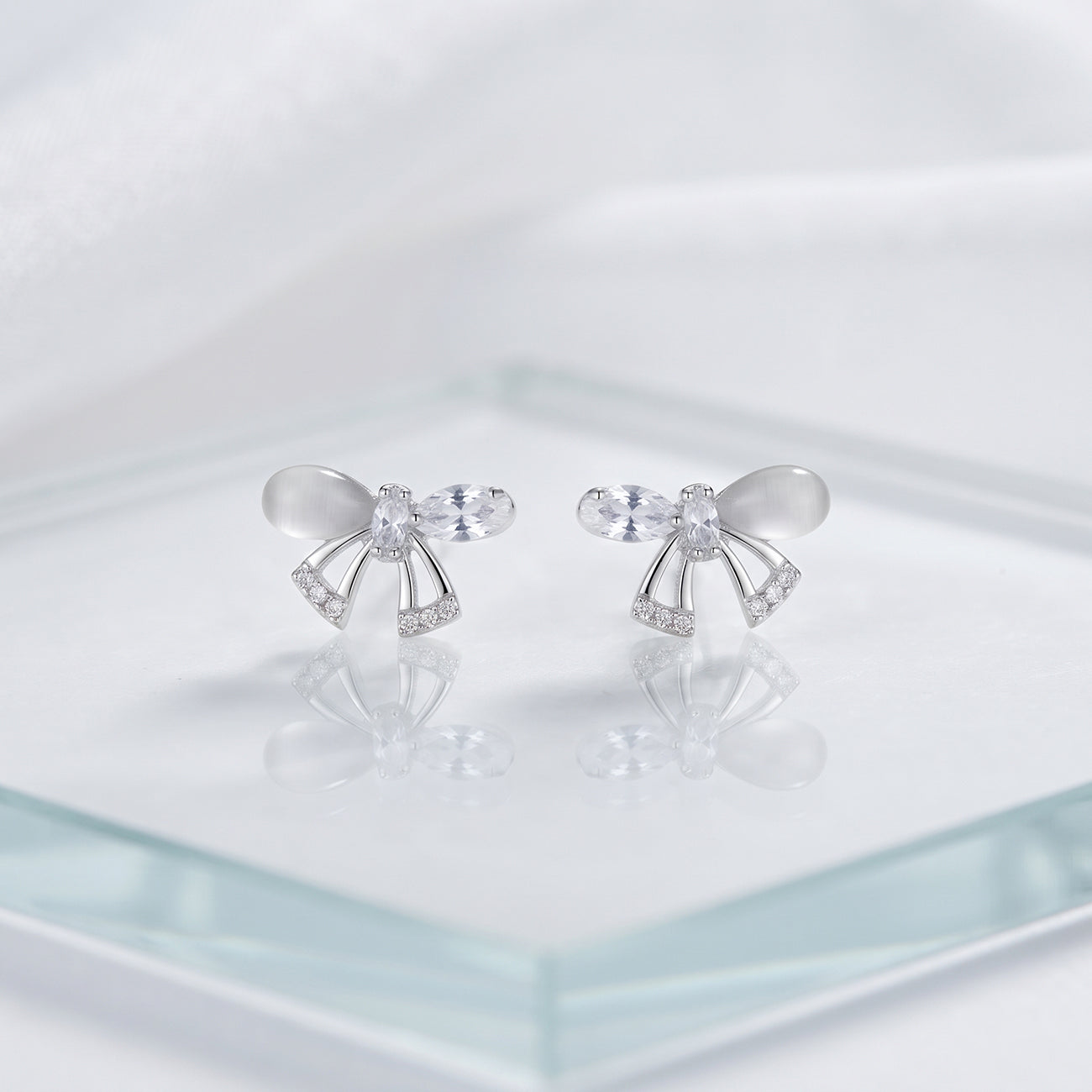 Silver Mini Butterfly Stud Earrings