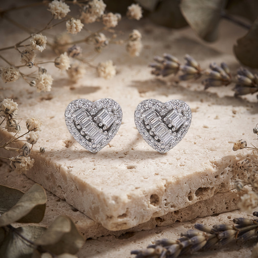 Silver Mini Heart Stud Earrings