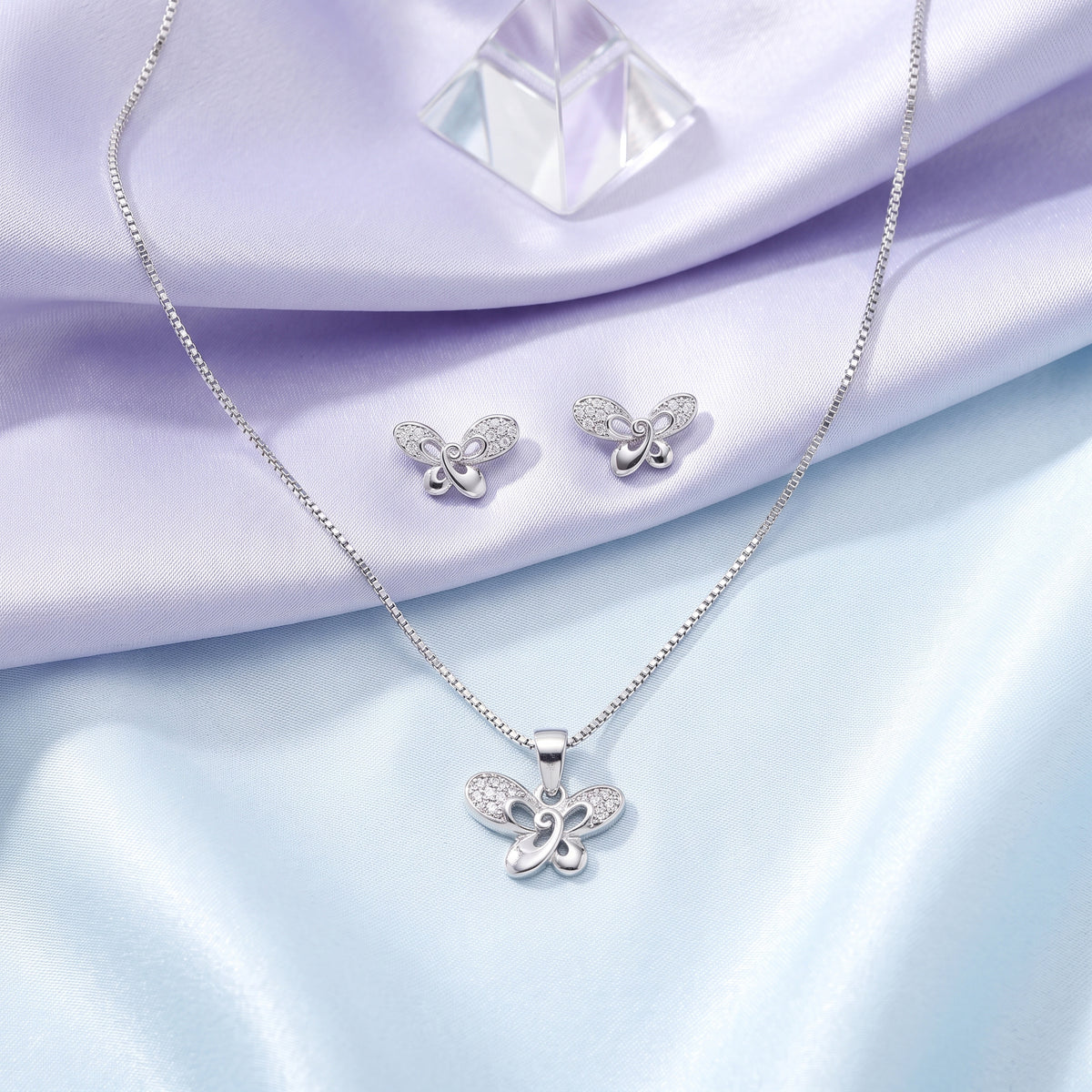 Silver Marquise Cluster CZ Necklace & Earring Set