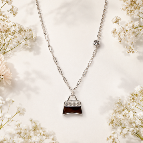 Silver Handbag Charm Pendant Necklace