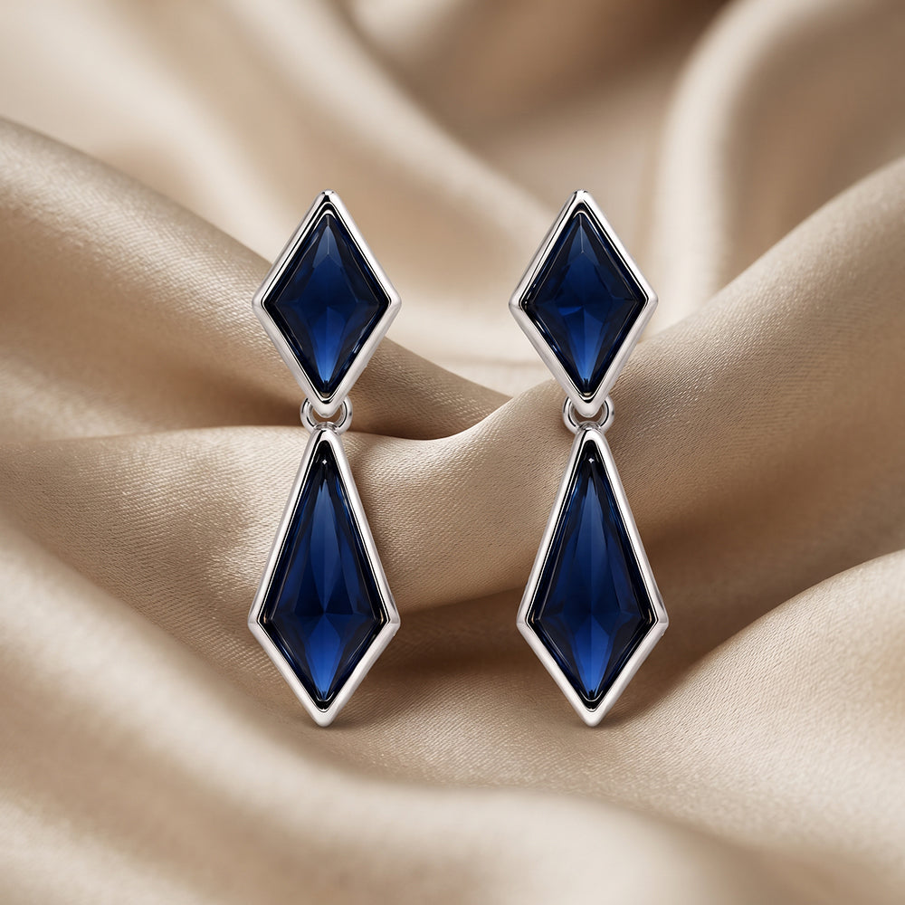 Silver Blue Kite Drop Earrings