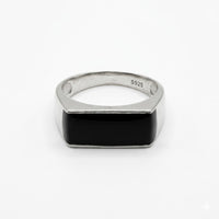 Black Rectangle Stone Ring For Men - 2