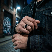 Black Rectangle Stone Ring For Men - 4
