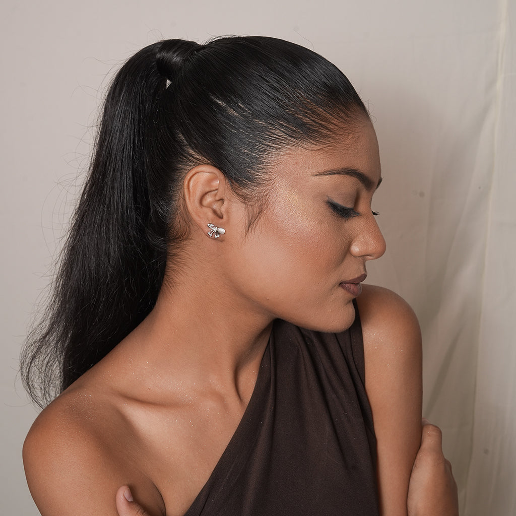 Silver Mini Butterfly Stud Earrings