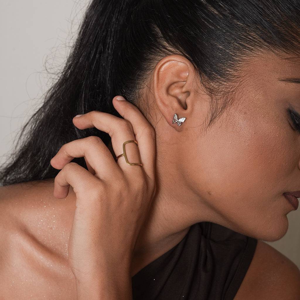 Silver Round CZ Stud Earrings