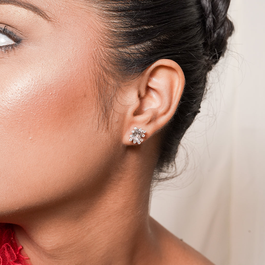 Silver Marquise Cluster Stud Earrings 1