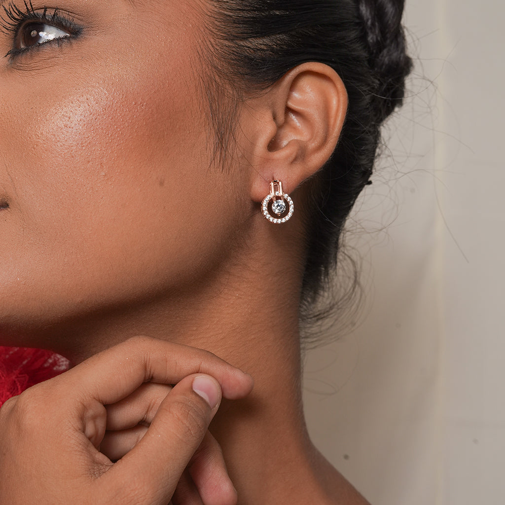 Silver Halo Solitaire Stud Earrings 1