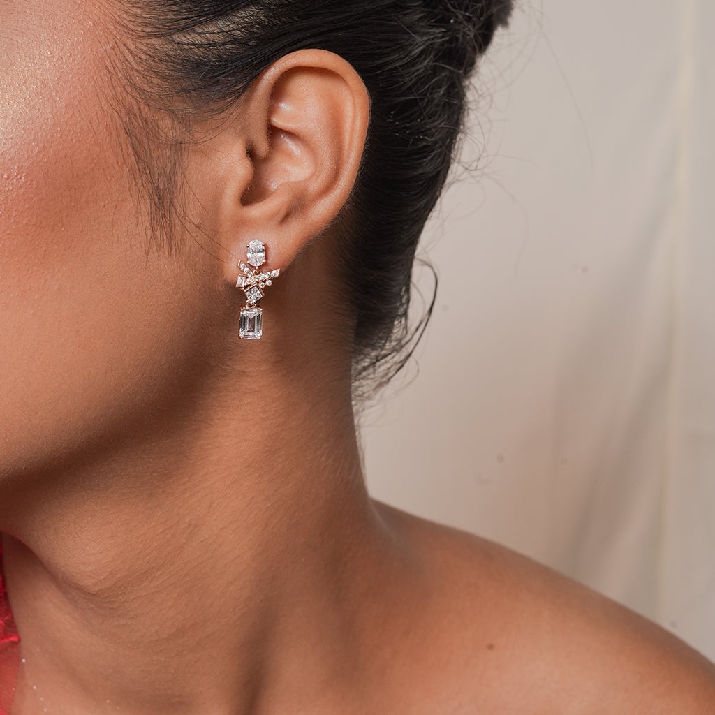 Silver Baguette and Marquise CZ Drop Earrings 2
